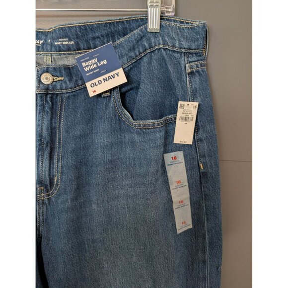 NWT Old Navy High-Waisted Baggy Wide-Leg Jeans Medium Wash - 16 - Picture 2 of 8